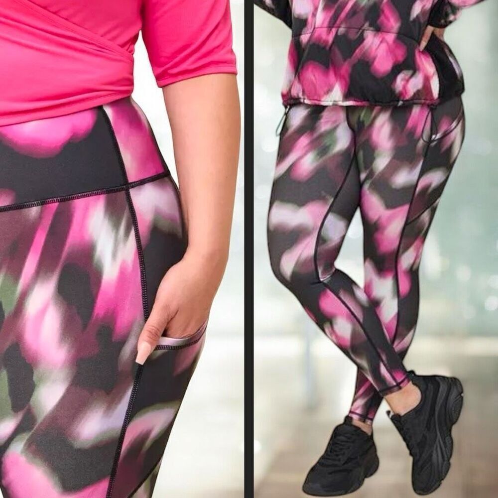 Torrid Black & Pink Full-Length Side Pocket Active Legging size 3 3XL - Picture 4 of 15